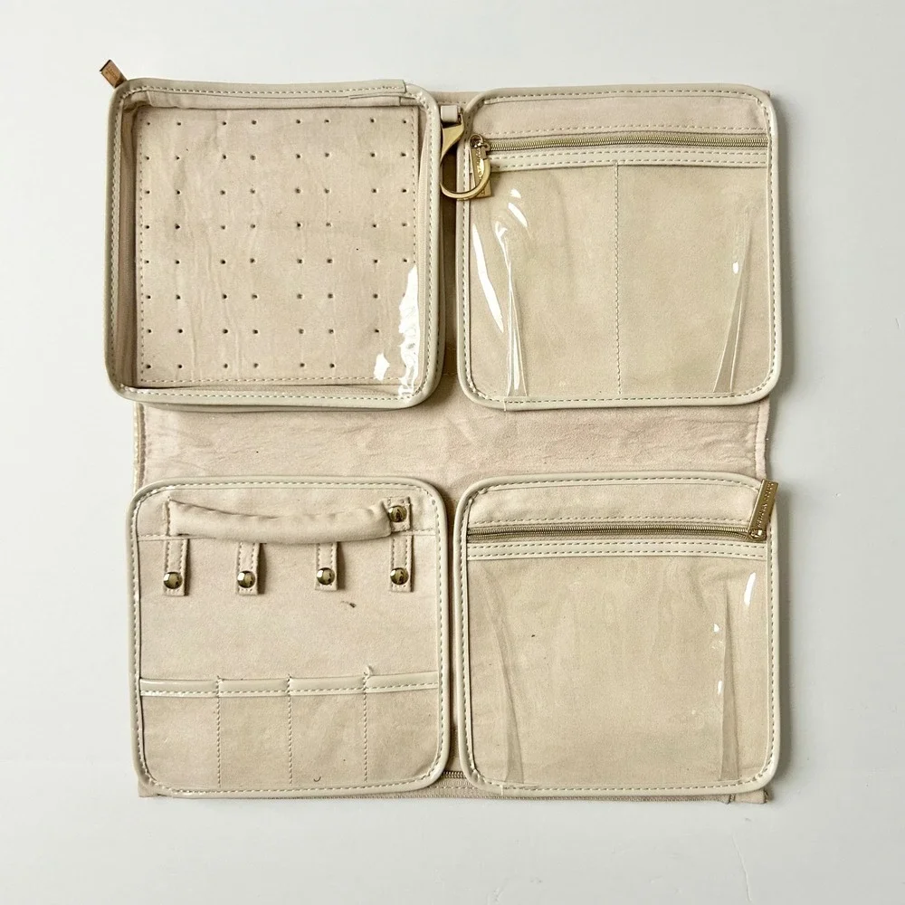 Kendra Scott Jewelry Travel Organizer Cream Silver Folding Portfolio Case